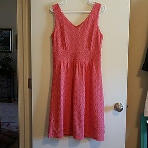 Coral colored Banana Republic dress.